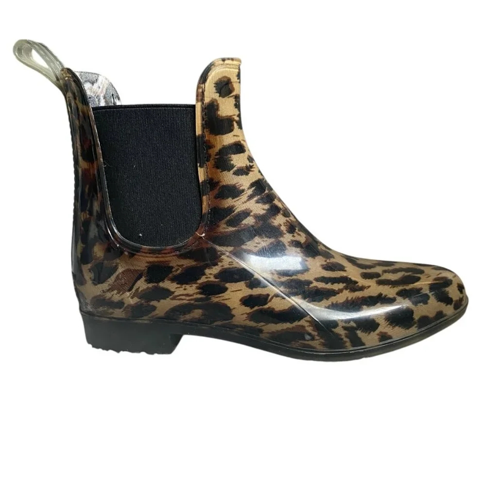 J. Crew women's chelsea cheetah casual fashion rain boots 1